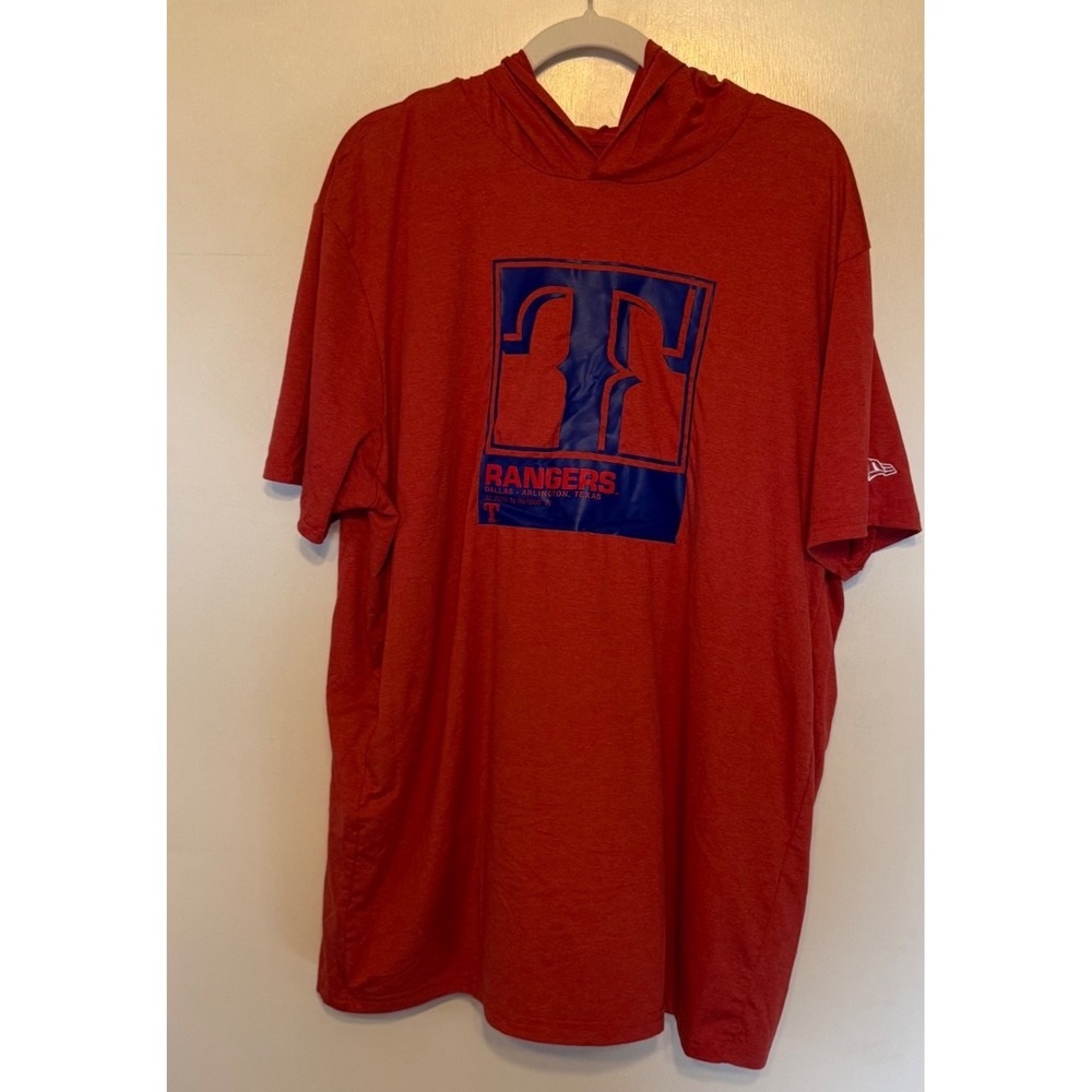 New Era Texas Rangers MLB Short Sleeve Hoodie T-Shirt Red Mens 2XL